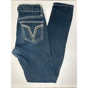 Vigoss Skinny Jeans Girls 12 Dark Wash Stretch Denim Blue School 5-Pocket